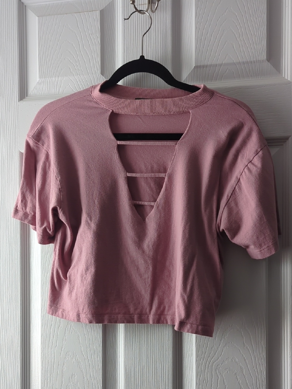 wild fable Dusty Rose Ladder-Back Crop Tee